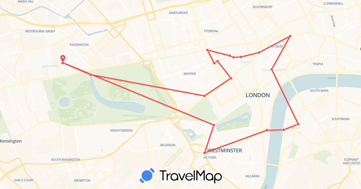 TravelMap itinerary: driving, hiking in United Kingdom (Europe)